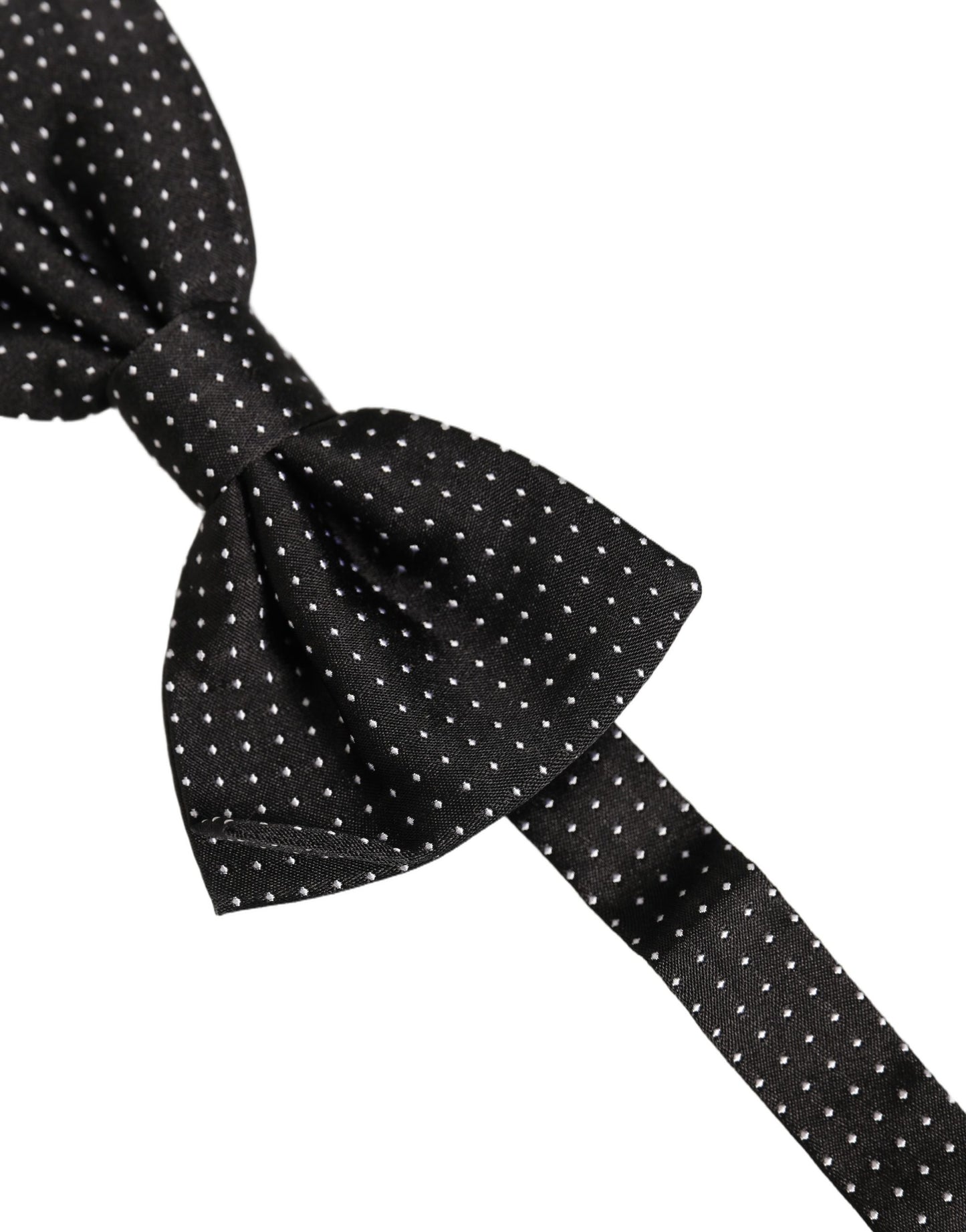 Men Black Polka Dot Silk Adjustable Neck Papillon Bow Tie