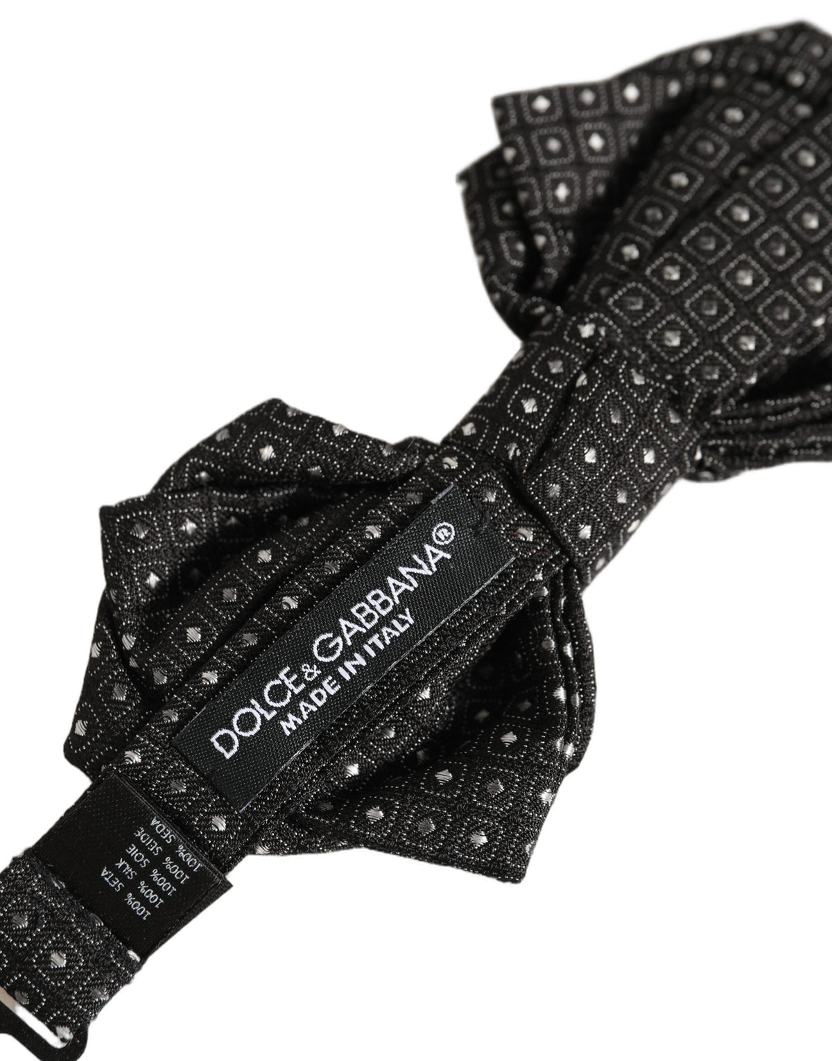 Men Dark Gray Polka Dot Silk Adjustable Neck Papillon Bow Tie