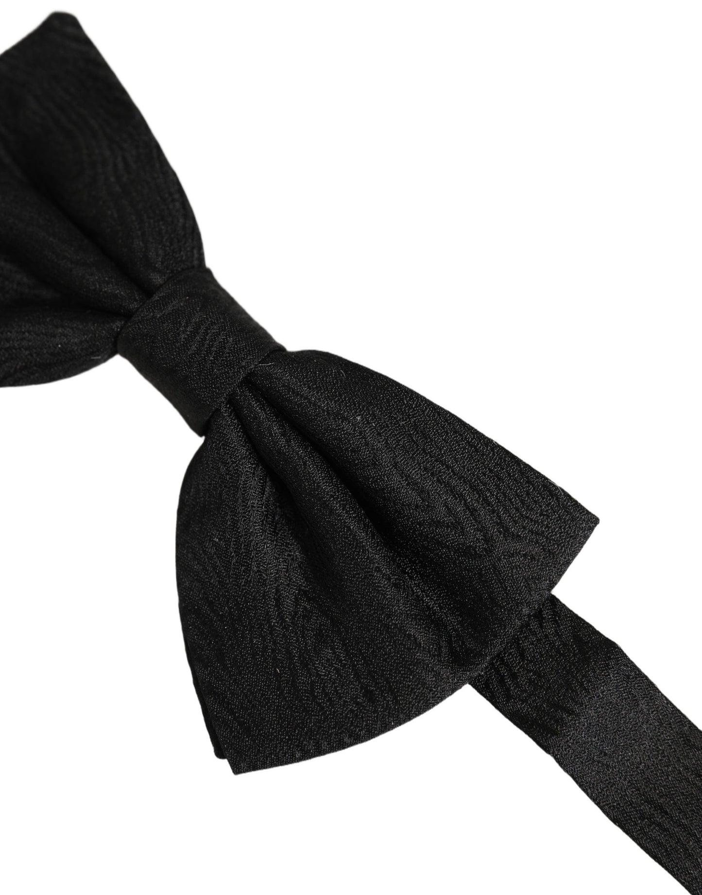 Men Black Silk Brocade Adjustable Neck Papillon Bow Tie