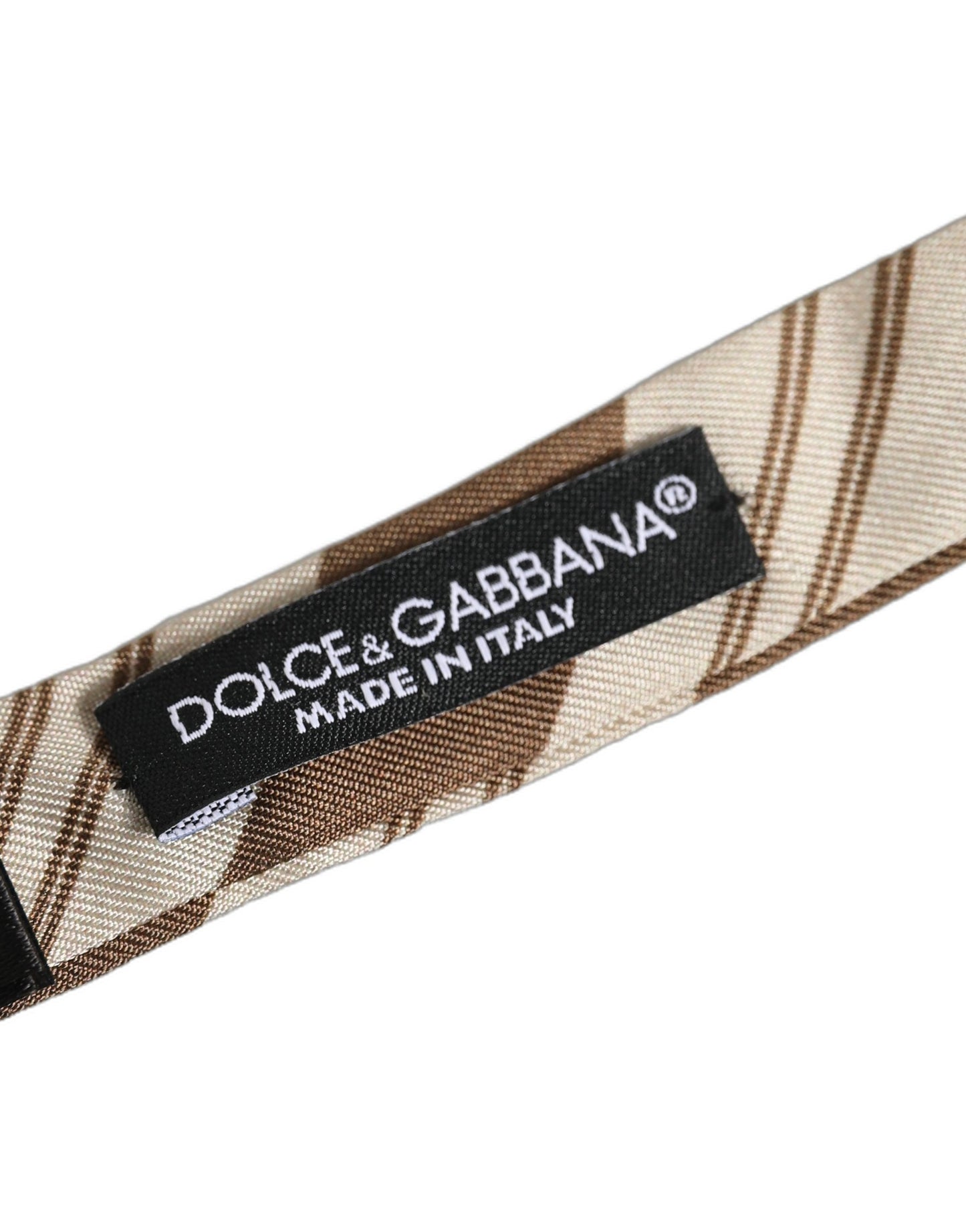Men Brown Beige Stripes Adjustable Neck Papillon Bow Tie