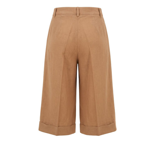Beige Viscose Women Shorts