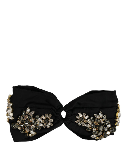 Black Silk Crystal Embellishment One Size Headband