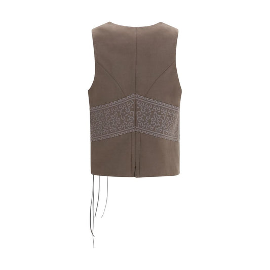 Brown Silk Sleeveless Jacket
