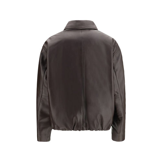 Brown Leather Bomber