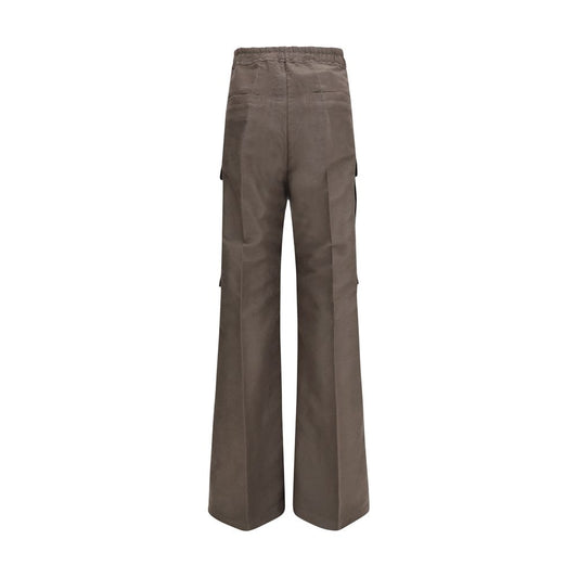Brown Ramie Cargo Pants