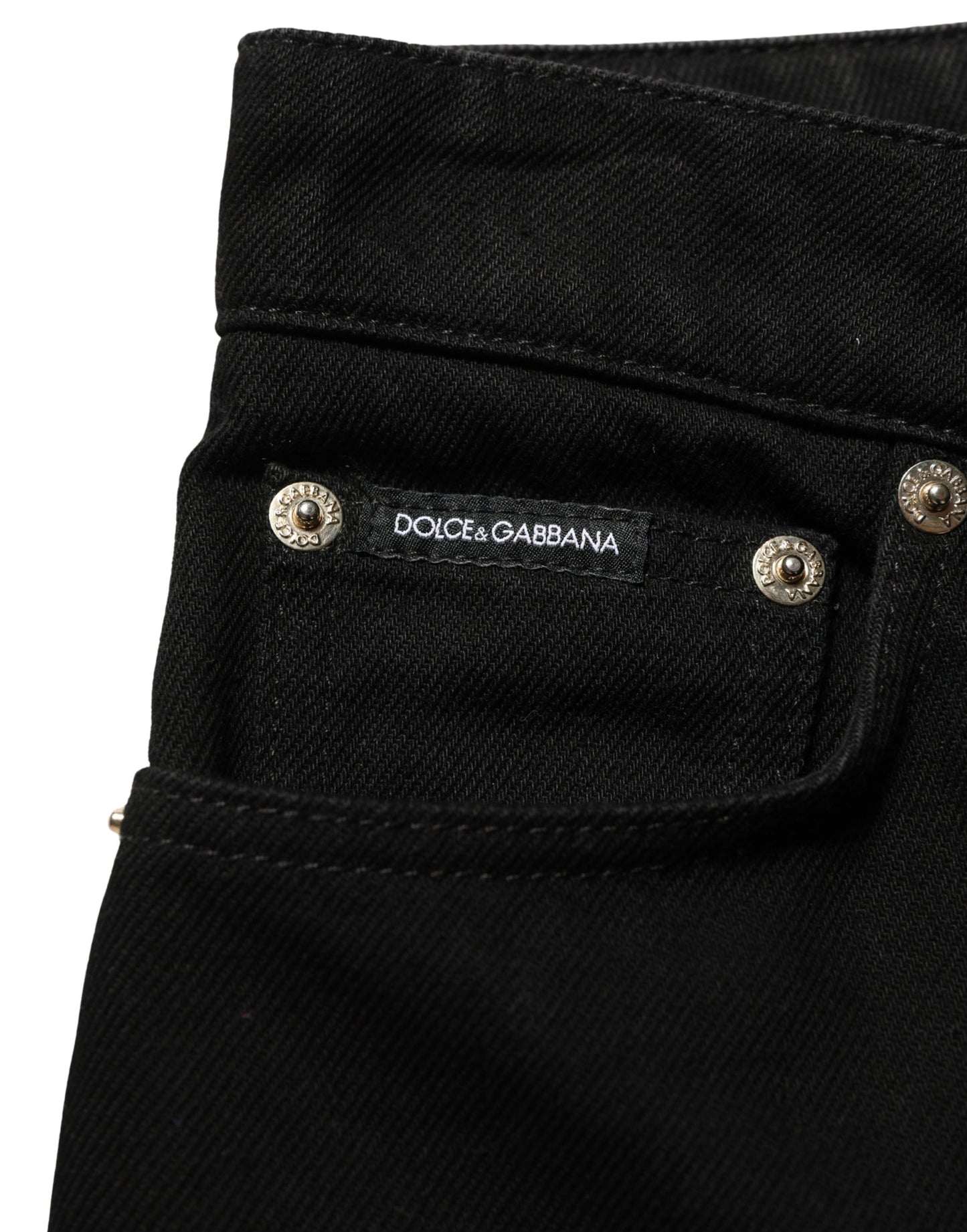 Black Cotton Stretch Straight Denim Jeans