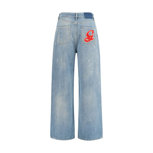 Blue Cotton Boyfriend Jeans