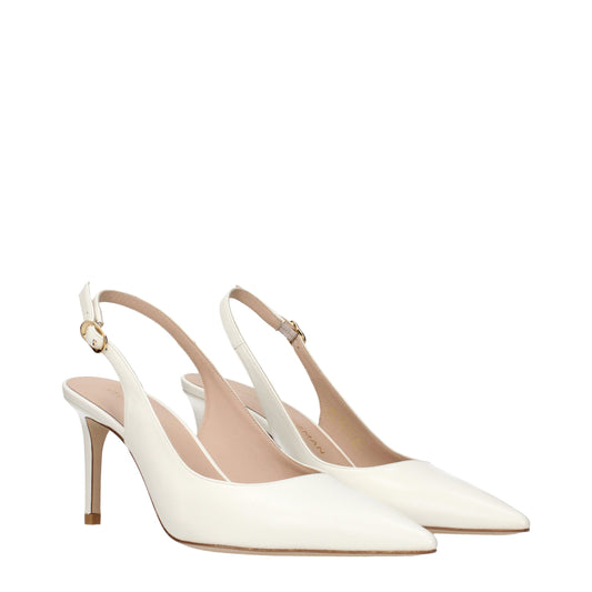 Beige Leather High Heel Pumps