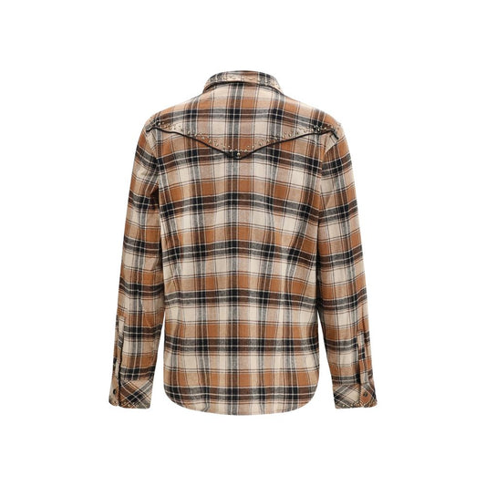 Brown Cotton Pattern Shirt