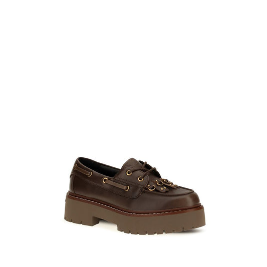 Brown Calf Leather Bos Taurus Platform Loafers