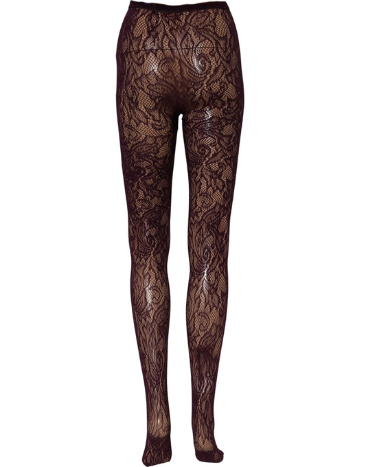 Violet Floral Fishnet Tights Stockings Pantyhose Socks