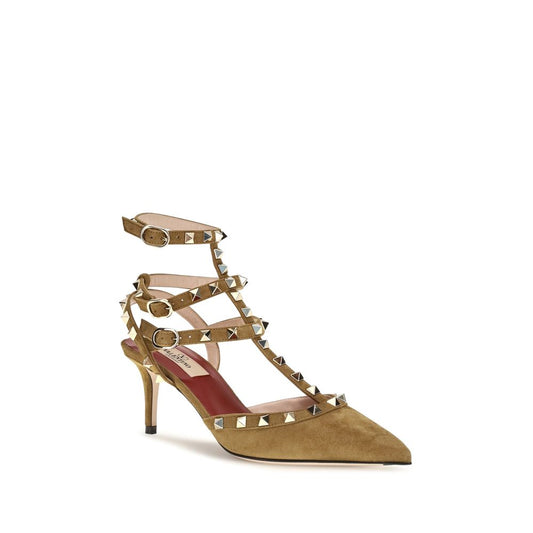 Beige Suede Leather High Heel Pumps