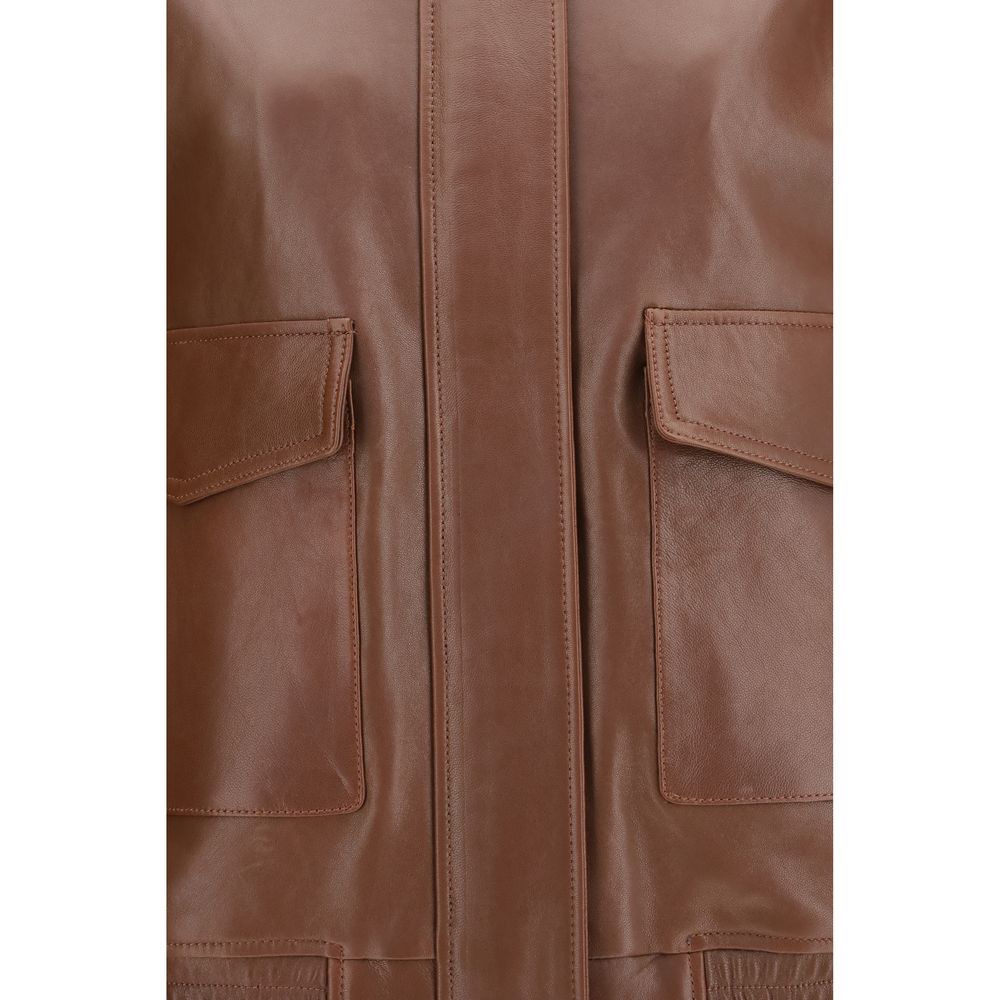 Brown Lamb Ovis Aries Leather Jacket
