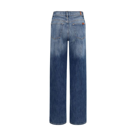 Blue Cotton Straight-Leg Jeans