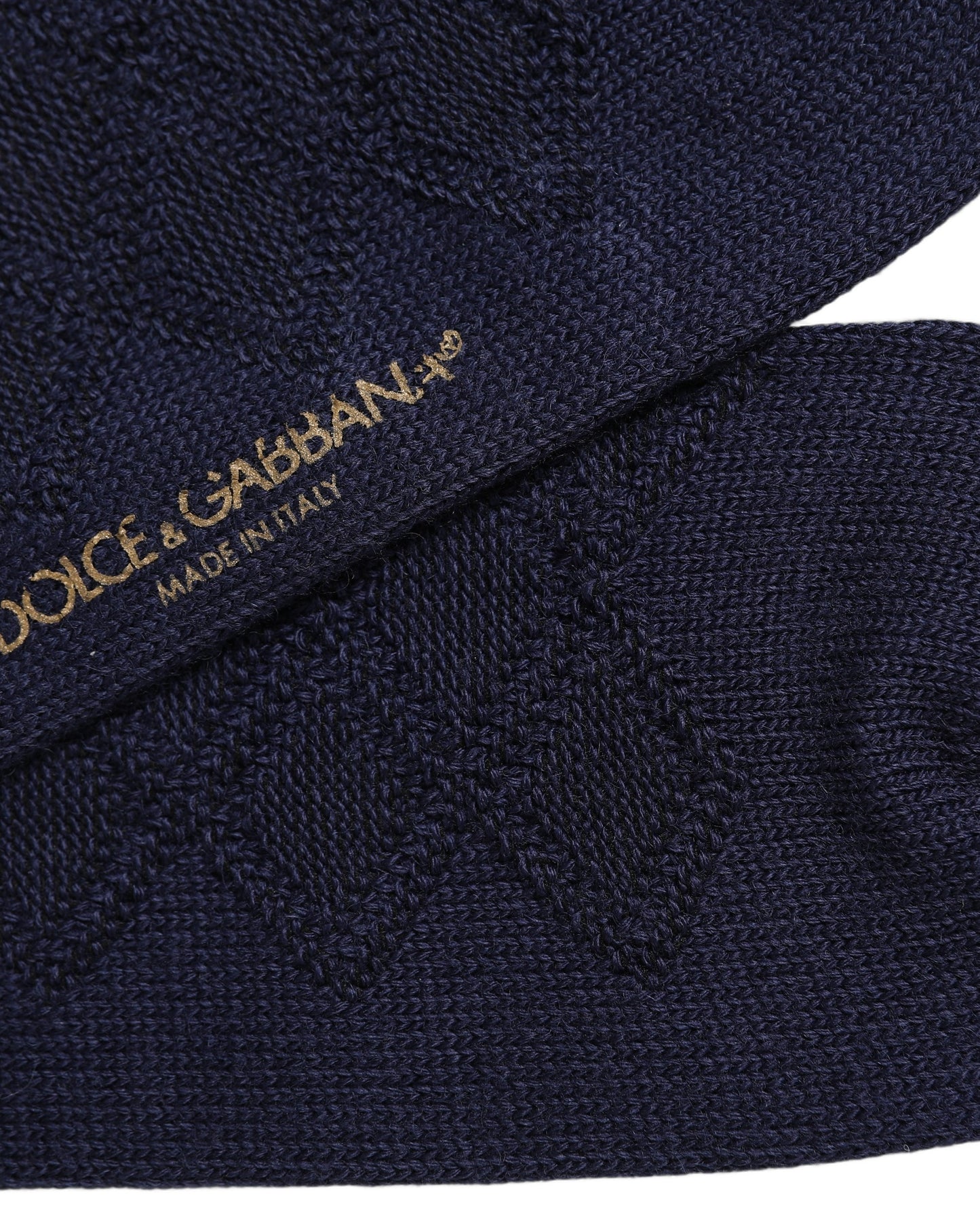 Navy Blue Wool Crest Logo Knee High Accessory Socks