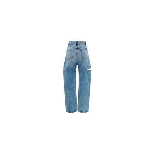 Blue Cotton Straight-Leg Jeans