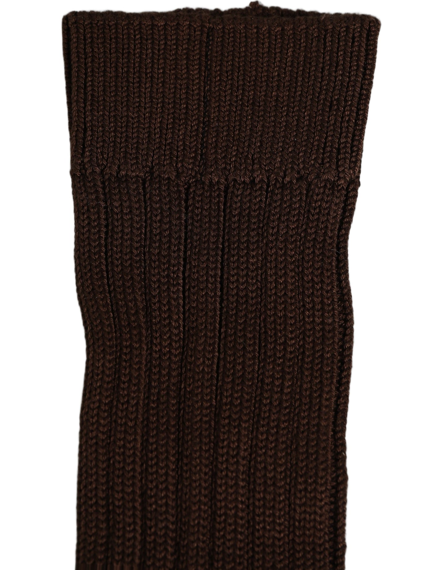 Dark Brown Nylon Ribbed Over The Calf Socks