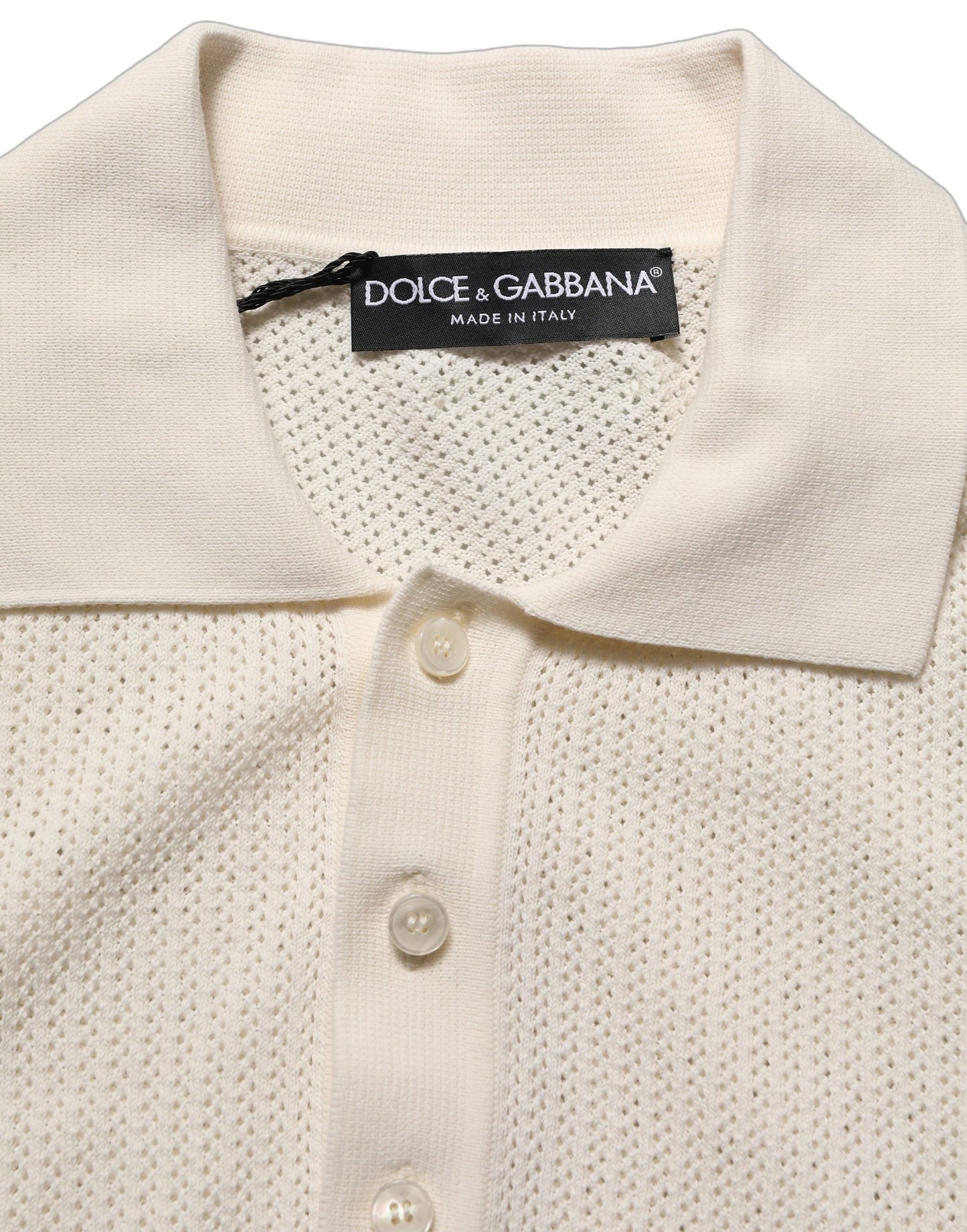 Off White Cotton Collared Men Polo T-shirt