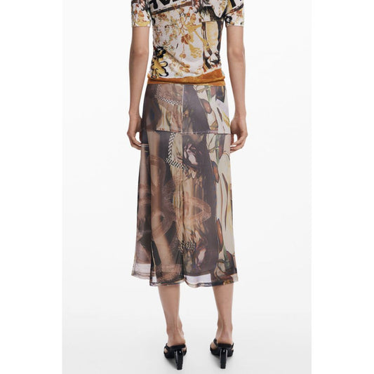 Beige Polyester Women's Skirt