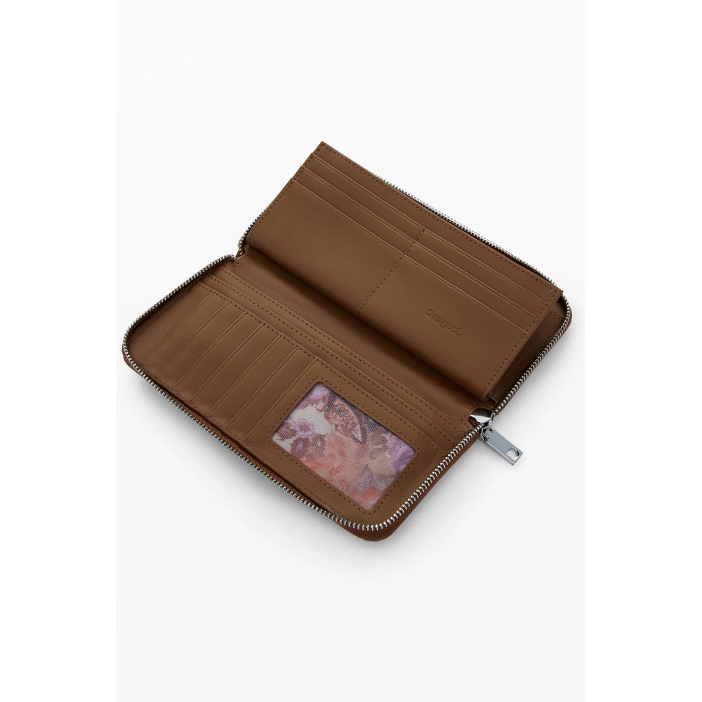 Brown Polyurethane Woman Wallet