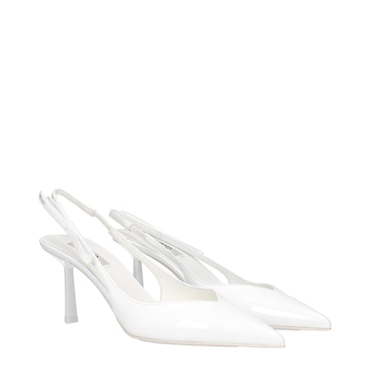 White Leather High Heel Pumps