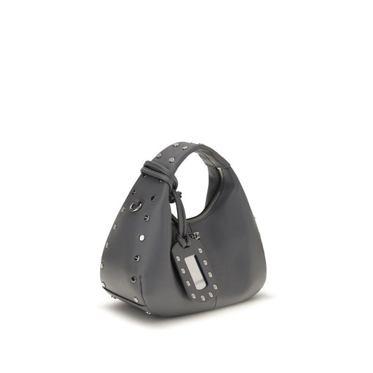 Gray Leather Shoulder Bag
