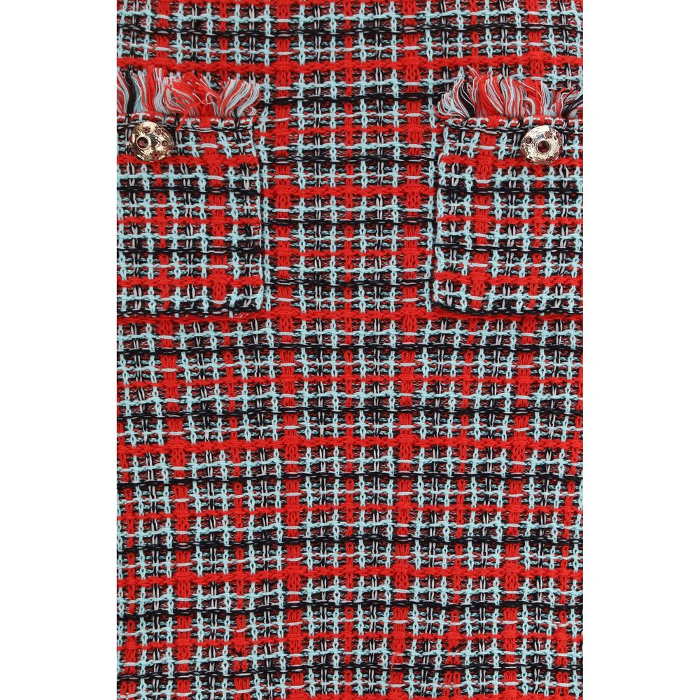 Red Cotton Midi Skirt