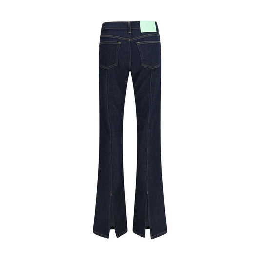 Blue Cotton Flared Jeans