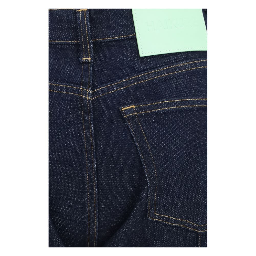 Blue Cotton Flared Jeans