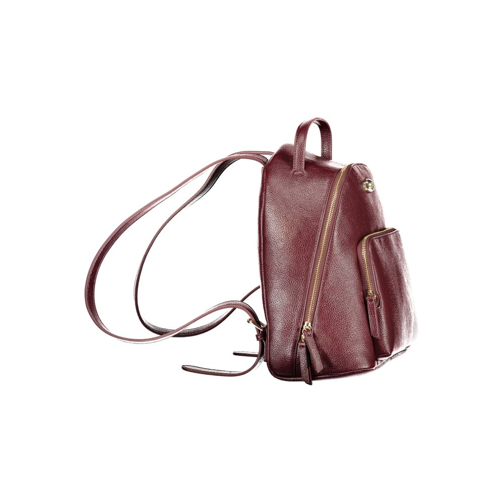 Red Polyurethane Womens Backpack
