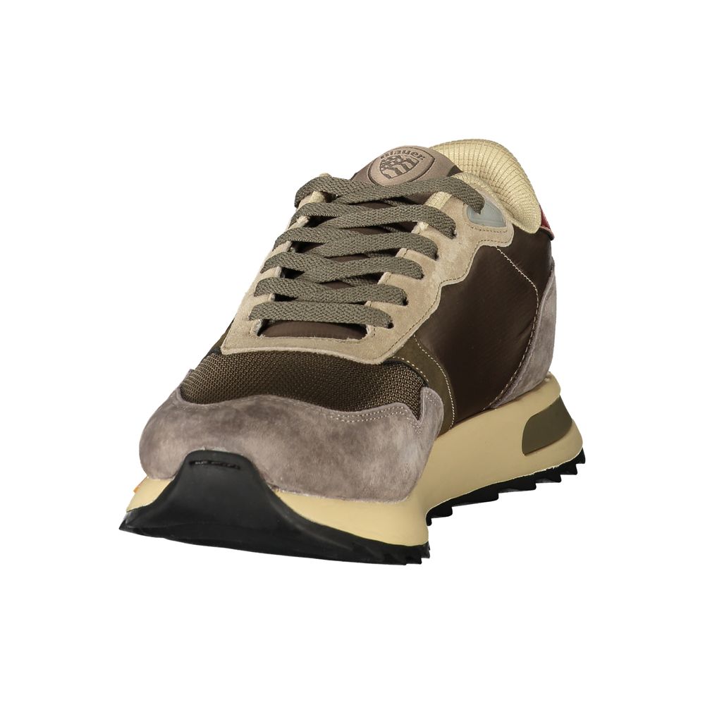 Green Polyester Athletic Sneakers