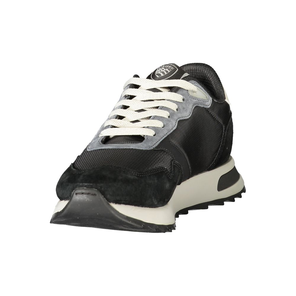 Black Polyester Athletic Sneakers