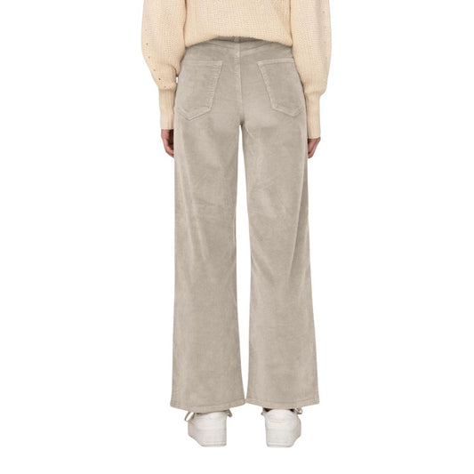 Beige Cotton Cropped Pants