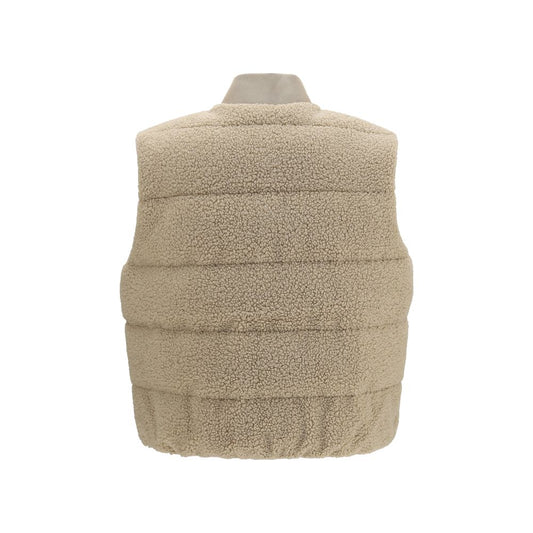 Beige Polyester Sleeveless Jacket