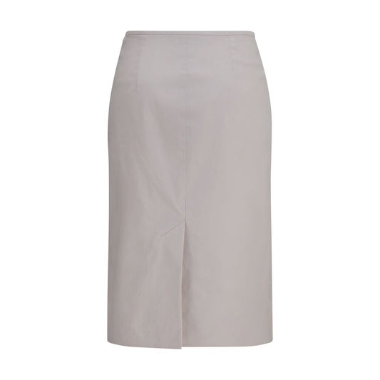 Gray Cotton Midi Skirt