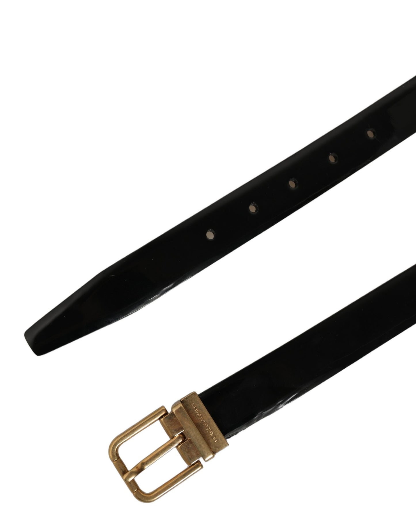 Black Classic Leather Gold Tone Buckle Belt