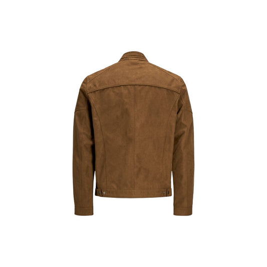 Beige Artificial Leather Jacket