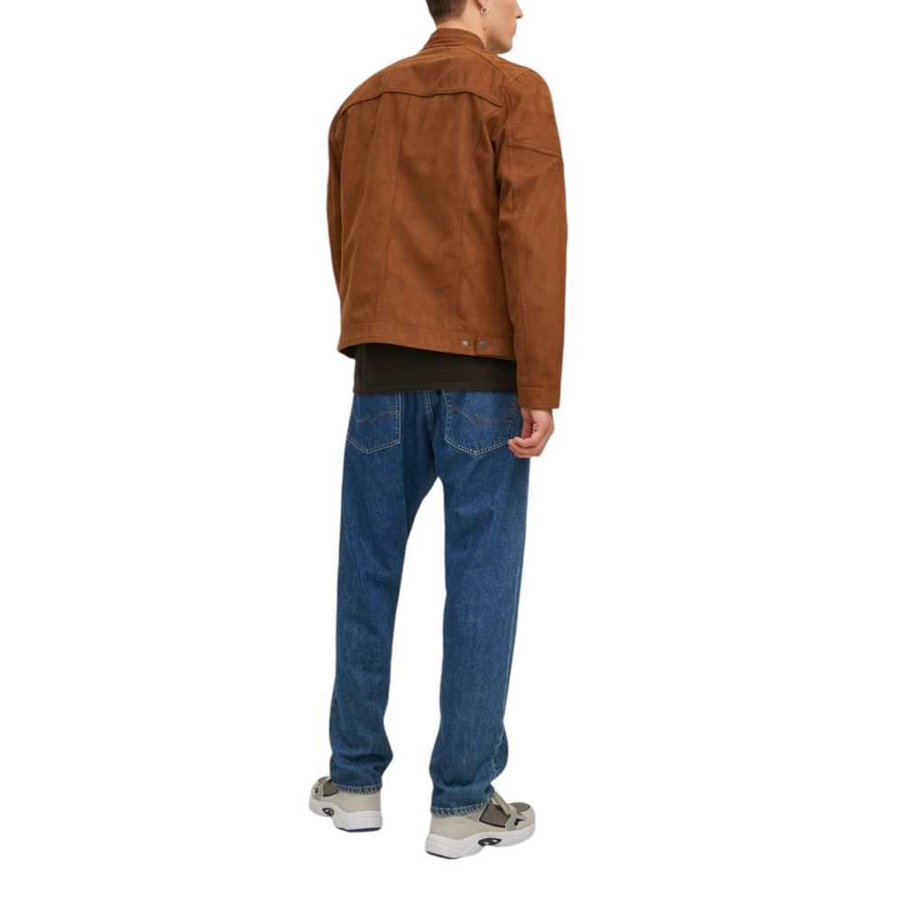 Beige Artificial Leather Jacket