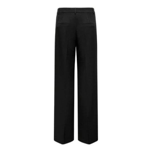 Black Polyester Casual Pants