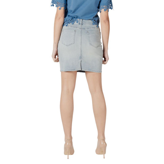 Blue Cotton Mini Skirt