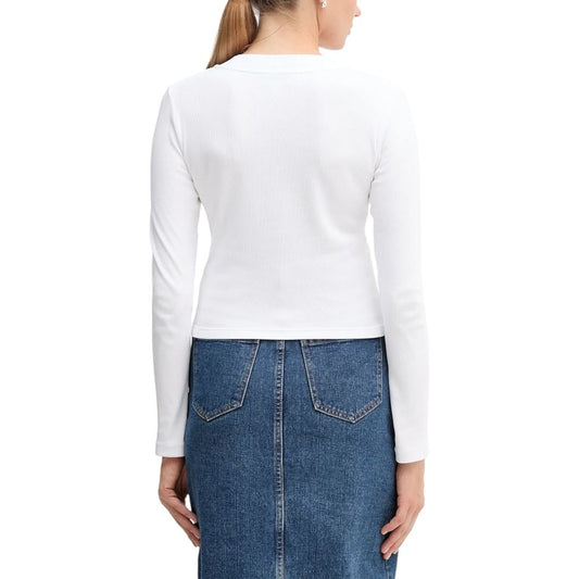 White Cotton Long Sleeve T-Shirt