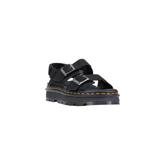 Black Leather Flat Sandals