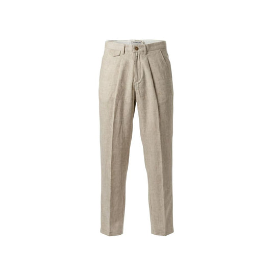 Beige Linen Casual Pants