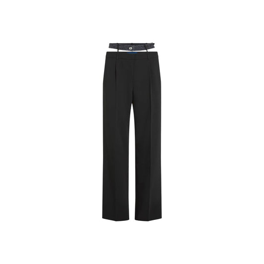Black Polyester Casual Pants