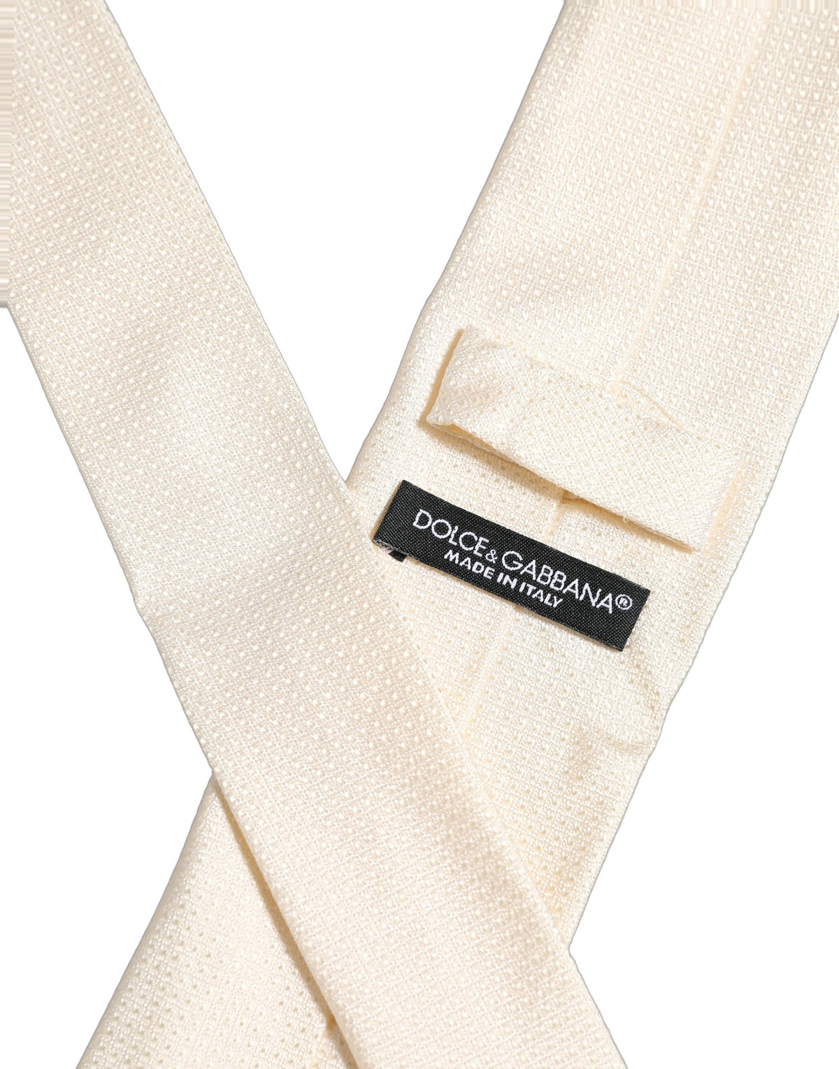 Men Off White Silk Textured Adjustable Tied Necktie Tie