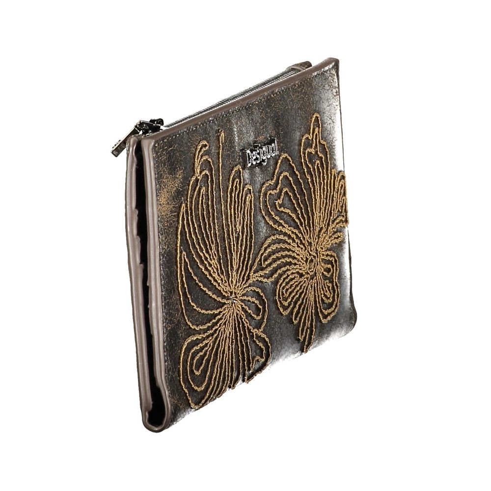 Brown Polyurethane Women's Wallet