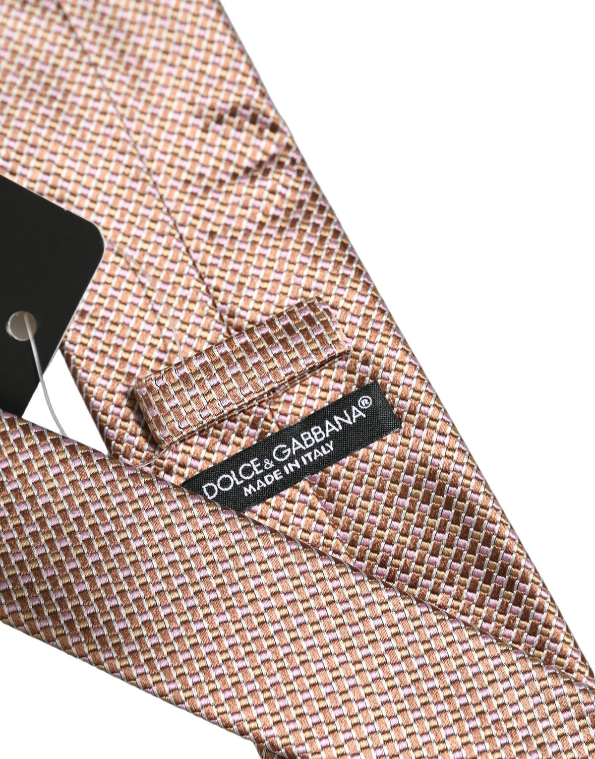 Men Brown Silk Micro Checked Adjustable Tied Necktie Tie