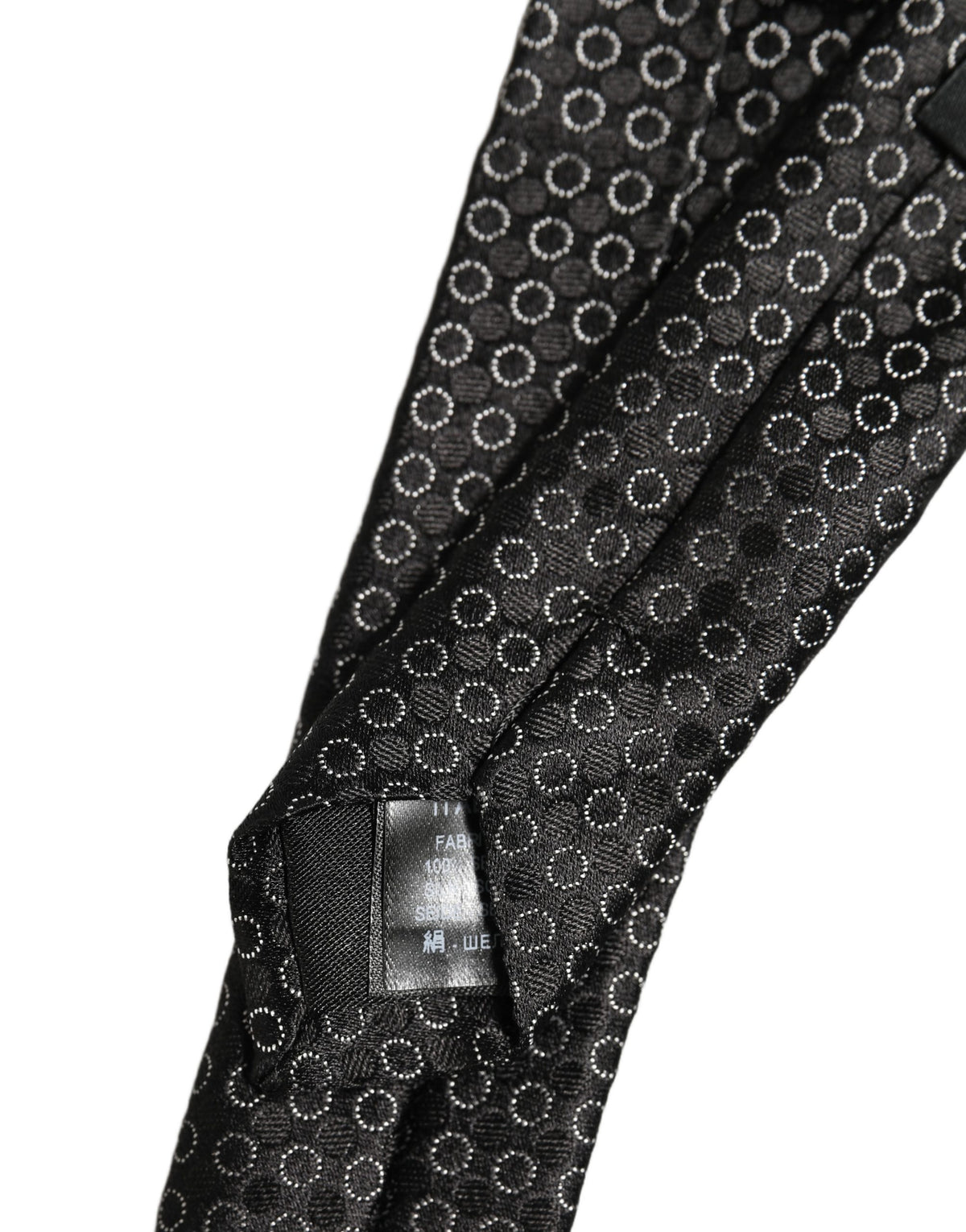 Men Black Silk Geometric Adjustable Tied Necktie Tie
