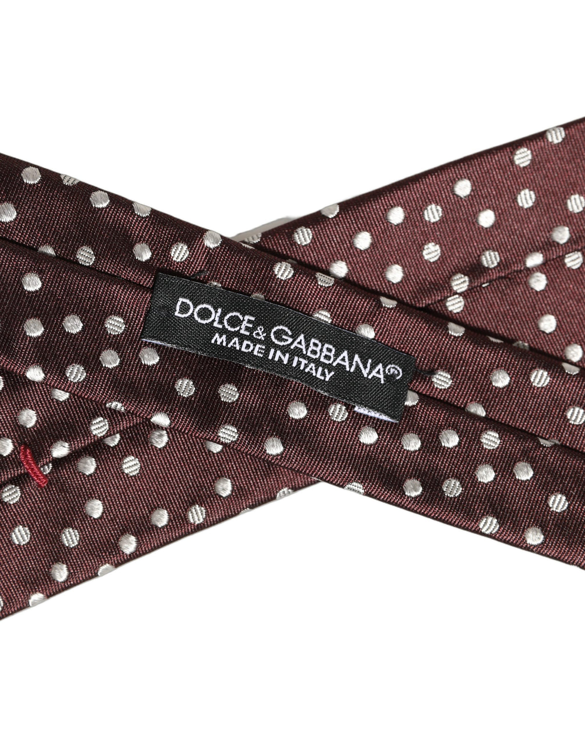 Men Burgundy Polka Dot Silk Adjustable Tied Necktie Tie
