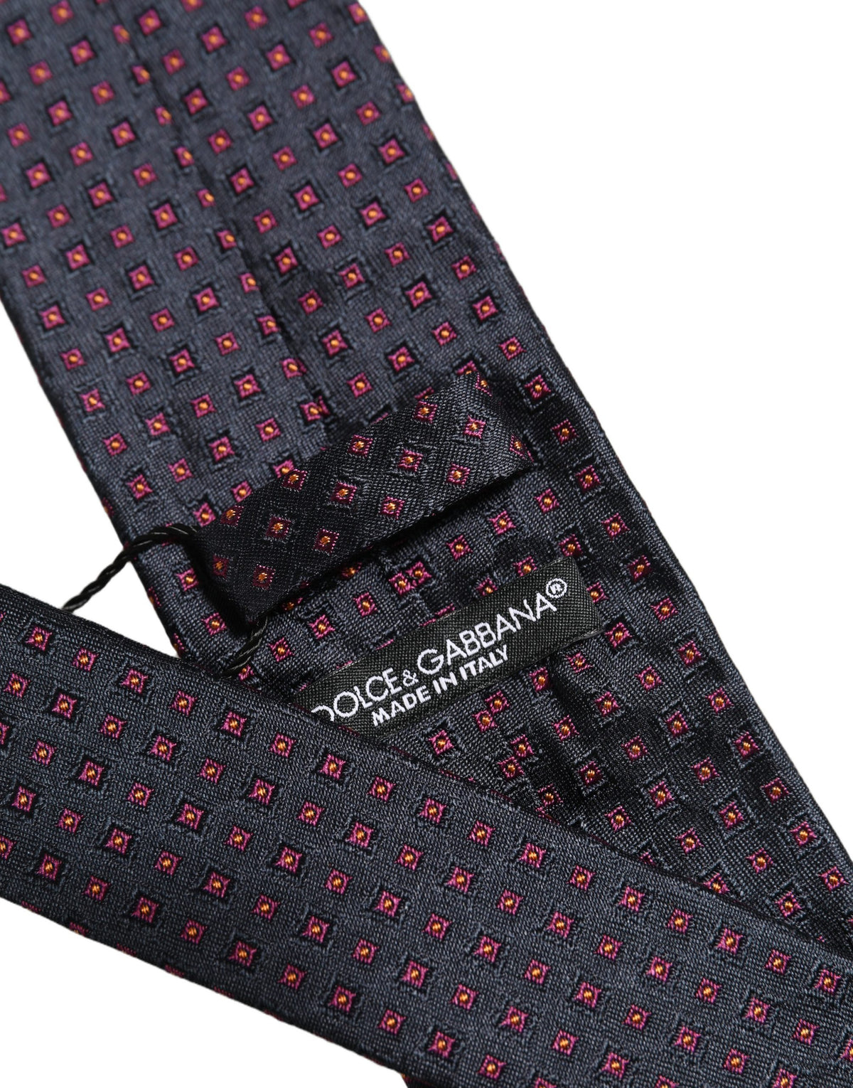 Men Dark Blue Geometric Silk Adjustable Tied Necktie Tie